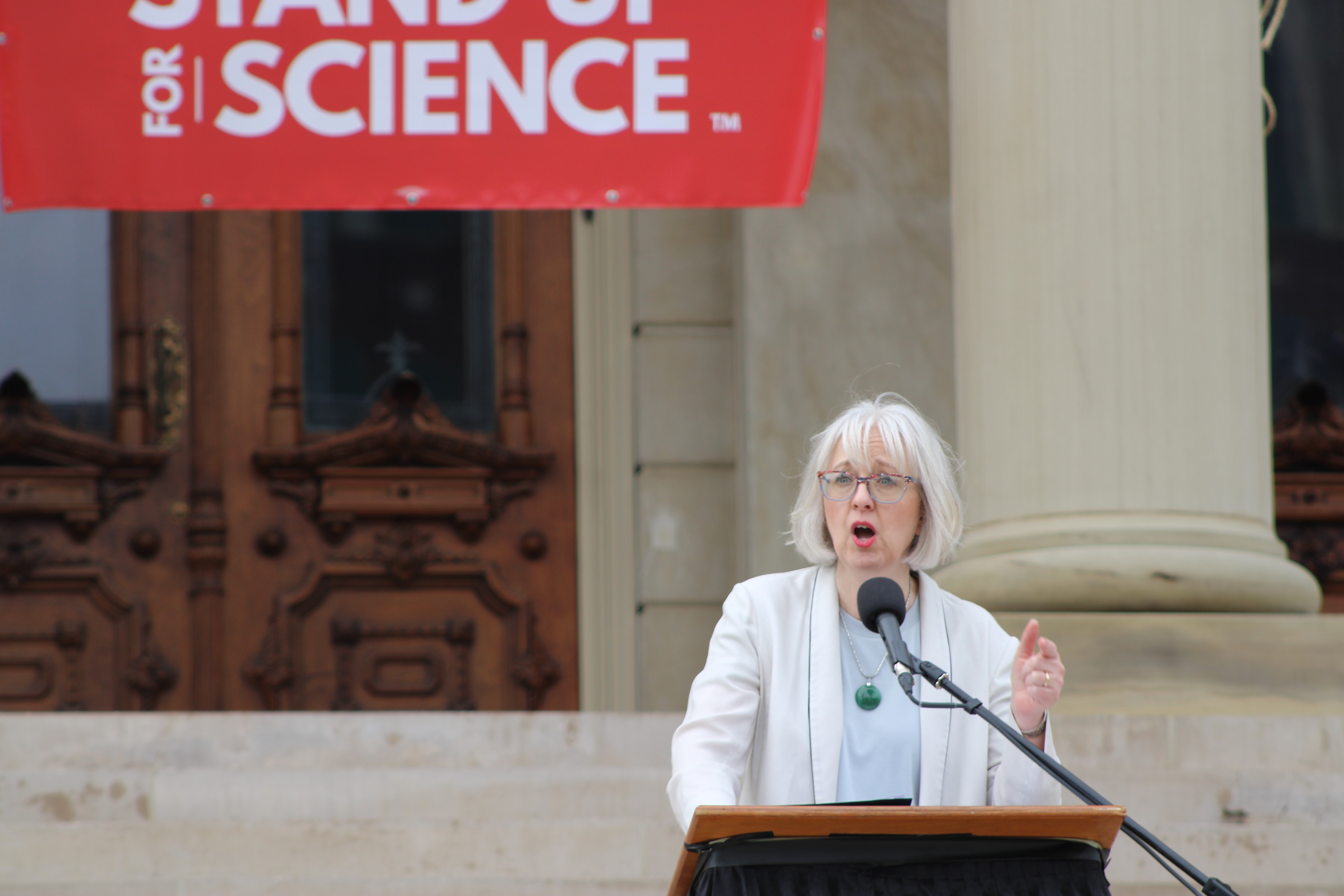 Dr. Stephanie Nawyn at the Stand Up for Science rally