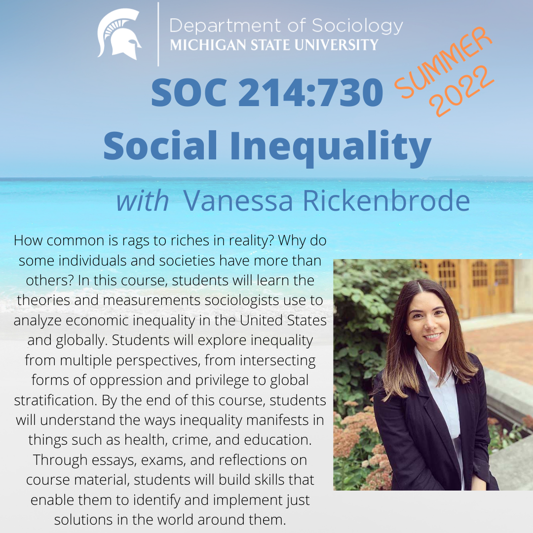 Summer Course Spotlight: SOC 214 Social Inequality with Vanessa Rickenbrode