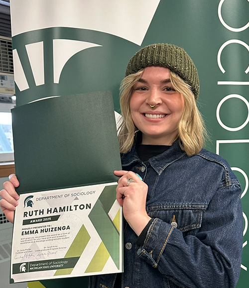 MSU Sociology student Emma Huizenga wins this year’s Ruth Hamilton All University Award 